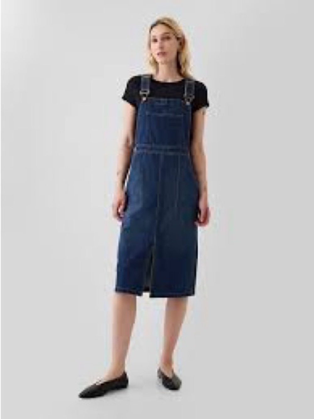 Gap Denim Midi Skirtall Medium Wash Overall Dress Size XL FA24